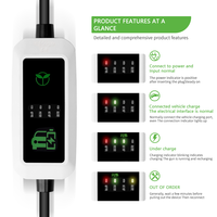 Chargeur EV portable 3,5 kW 16A Type 2, réglable 8A-16A, contrôle par application, IP66, prise Schuko, certifié CE, chargeurs EV mobiles pour la maison