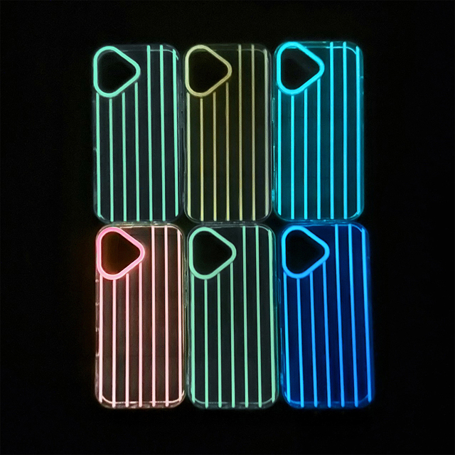 Luminous Glitter clear Phone case for iphone 17 16 15 14 13 12 Pro Max 2025 New Desgin Fluorescent Neon Phone case