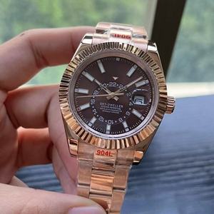Montre mécanique pour homme en acier inoxydable, style Sky Dwelle, lunette cannelée, cadran lumineux, montre-bracelet automatique de luxe pour affaires - Product Image 1