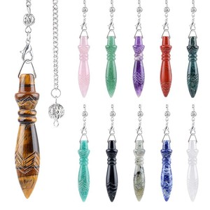 Péndulo de Cristal Redondo Tallado de <span class=keywords><strong>Amatista</strong></span> Estilo Egipcio al por Mayor con Cadena para Bricolaje, Radiestesia, Adivinación <span class=keywords><strong>y</strong></span> Sanación Reiki - Product Image 4