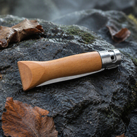 Couteau de poche pliant traditionnel à ouverture manuelle, manche en bois de hêtre, lame finition miroir, couteau utilitaire pour le camping et les fruits