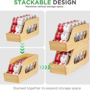 Wooden Stackable Can <b>Storage</b> <b>Rack</b> For <b>Kitchen</b> Canned Food Organizing Holder - Product Image 3