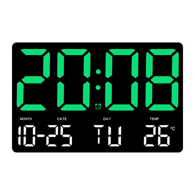 Factory Large Screen Multifunction Display Time Date Week Temperature Digital Alarm Clock Colorful Wall Clocks Home Decor Luxury