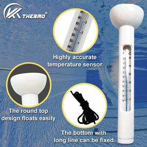 수영장을위한 럭셔리 플로팅 수온계 큰 수레 스케일 플라스틱 소재 코드 럭셔리 플로팅 수영장 온도계 - Product Image 5