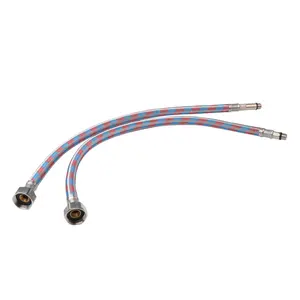 Tubo flessibile intrecciato in acciaio inossidabile per <span class=keywords><strong>rubinetto</strong></span> da cucina tubo dell'acqua calda e fredda doppia serratura per <span class=keywords><strong>rubinetto</strong></span> del bacino - Product Image 1
