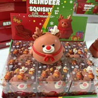 Jouet Squishy Renne de Noël Adorable, Jouet Anti-Stress Renne au Nez Rouge à Presser, Jouet Anti-Stress pour Décoration et Cadeaux de Noël