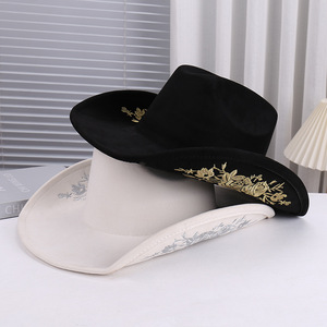 Sombreros de <span class=keywords><strong>Vaquero</strong></span> de Ala Ancha para Hombre y Mujer, <span class=keywords><strong>Sombrero</strong></span> de <span class=keywords><strong>Vaquero</strong></span> y Vaquera de Gamuza, <span class=keywords><strong>Sombrero</strong></span> Panamá de Fieltro - Product Image 1