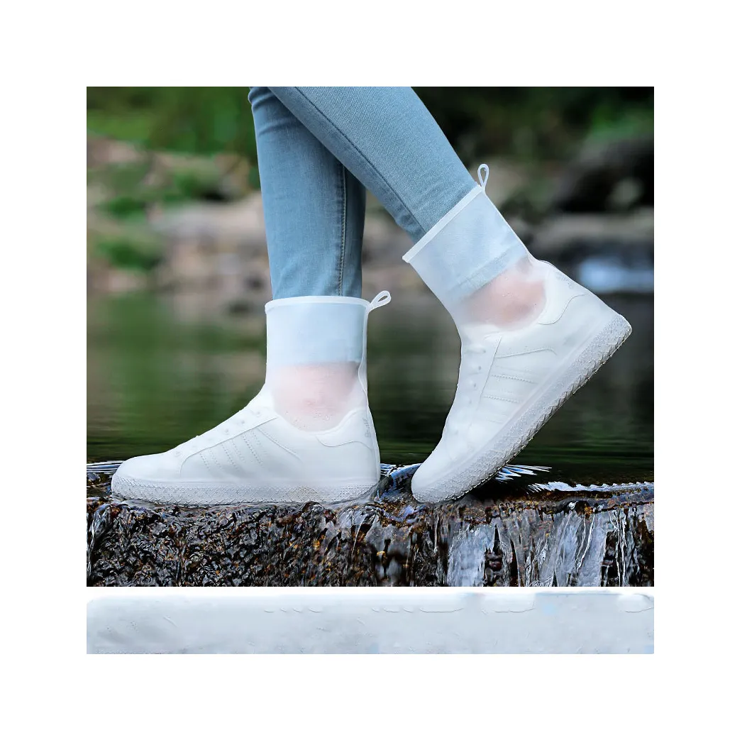 Koruyucu yağmur ayakkabıları çizmeler kullanımlık lateks su geçirmez yağmur kaymaz silikon ayakkabı üzerinde bot galoşları Unisex