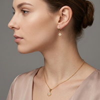Ensemble de bijoux étoile du Nord en acier inoxydable plaqué or 18 carats avec collier étoile et boucles d'oreilles créoles