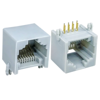 Conector Ethernet Hembra RJ45 Modular de un Solo Puerto 8P8C, Material PBT Gris, Sin Transformador, para Telefonía, Aeroespacial y PCB