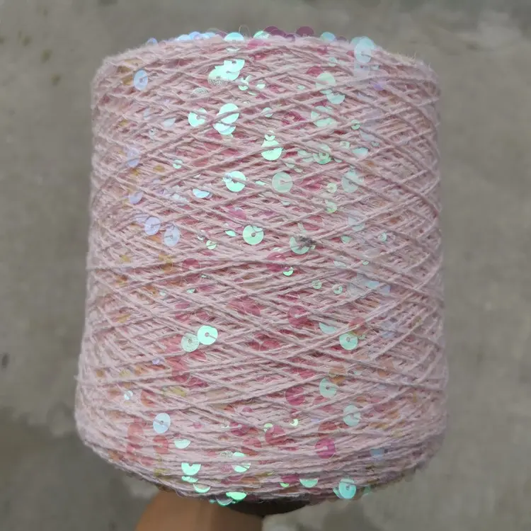 Разноцветные 3 мм и 6 мм блестки и хлопчатобумажная пряжа для вязания