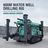 Foreuse hydraulique sur chenilles pneumatique pour puits d'eau, avec compresseur d'air et tiges de forage, pour projets de forage profond dans roches dures