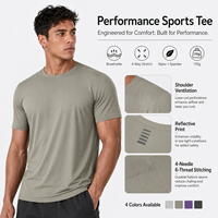 T-shirts de sport pour hommes à séchage rapide, respirants, légers, imprimés réfléchissants, manches courtes, vente en gros