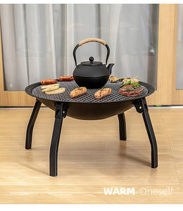 Set Completo per <span class=keywords><strong>Barbecue</strong></span> a <span class=keywords><strong>Legna</strong></span> e <span class=keywords><strong>Carbone</strong></span> da Interno ed Esterno con Fornello per Tè e Griglia per Cortile Invernale - Product Image 3