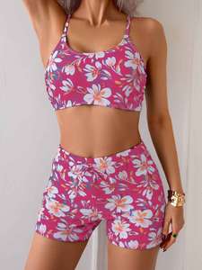 2025 Hete dames bloemenprint 2-delige plus <span class=keywords><strong>size</strong></span> bikini's met ronde halslijn, maten <span class=keywords><strong>XL</strong></span>/<span class=keywords><strong>XXL</strong></span>, sexy design - Product Image 1