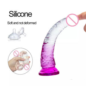 Realistic Double Colored Crystal Jelly <b>Dildo</b> With Suction Cup - Product Image 2