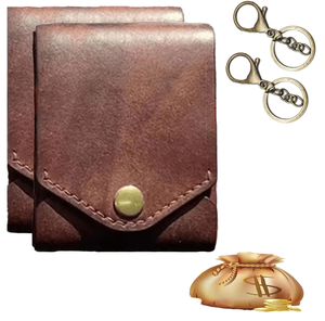 WRIZA Portefeuille en cuir marron pour femme, style japonais, bouton pression en laiton, texture lisse, artisanat raffiné, design élégant, durable - Product Image 1