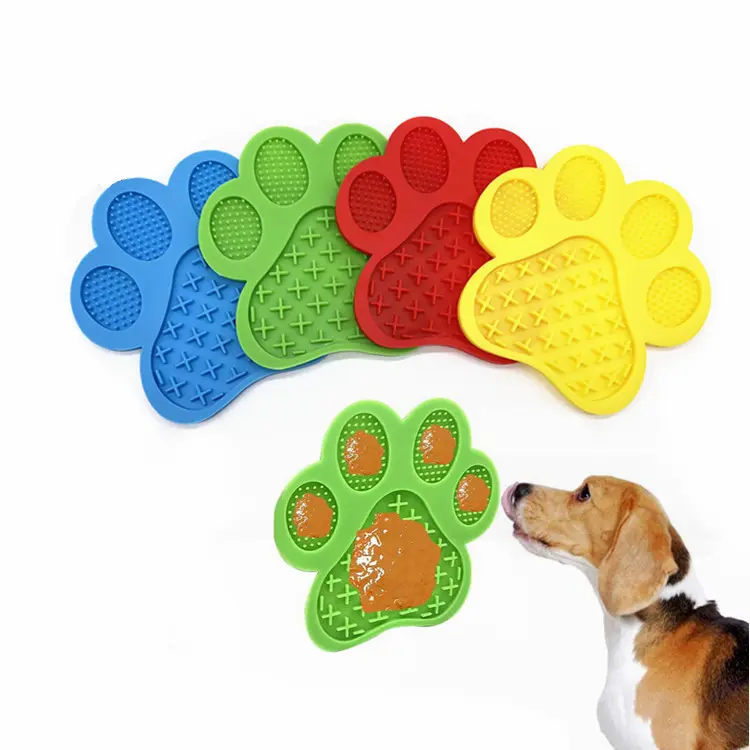 Alfombrilla de silicona para comida de perro con forma de pata larga de 180mm y 126g para perros, cuencos y comederos para mascotas