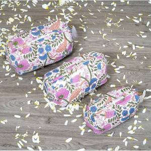 Ensemble de 3 trousses de toilette faites à la main pour femmes, trousse à cosmétiques matelassée, pochette indienne 100 % coton - Product Image 3