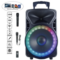 Sistema de Karaoke Activo de 1200W y 15 Pulgadas con Iluminación LED, Soporte para Micrófono, Batería Integrada, ECHO, Sistema de Sonido Portátil para DJ, para Uso con Computadora