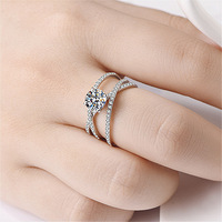 Bague pour femme en argent S925, testée et certifiée, motif Trois Vies Trois Mondes, sertie d'un Moissanite 1 carat, pour fiançailles, mariage et alliance