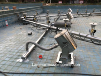 Fuente de agua laminar con chorro saltarín para jardín, estanque o piscina, con luces, de acero inoxidable, Optimum Show.