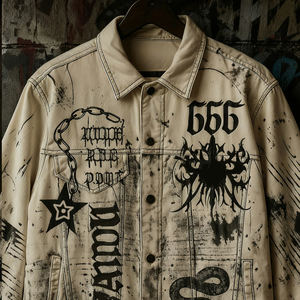 Custom Winter Streetwear Waterdichte Softshell Bontjas Designer Gothic Heat-Transfer Printing Grafische Leren Jassen Front - Product Image 5