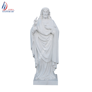 Vida tamaño tallada a mano de mármol blanco estatua del Sagrado Corazón de Jesús para la Iglesia. - Product Image 1