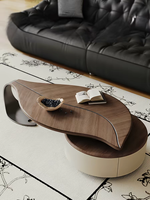 Table basse moderne en chêne massif, design feuille d'arbre, style luxe léger italien, pour salon, combinaison de formes spéciales, idéale pour petit appartement