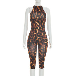 วิวิบลุค C26JP060 ชุดจั๊มสูทแขนกุดพิมพ์ลายเสือดาวสำหรับผู้หญิงฤดูร้อนแบบมีซิปความยาวปานกลาง - Product Image 4