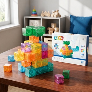 Bloques Magnéticos Transparentes, Juego de Construcción STEM para Niños |   Cubos de Construcción Educativos Coloridos, Venta al Por Mayor de Fábrica - Product Image 2