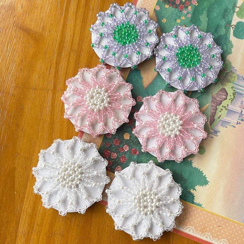 Children's Crystal Pearl Hair Net Handmade Exquisite Beaded Plate