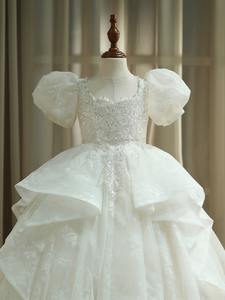 Robe de princesse blanche pour filles Robe d'hôte de piano de passerelle pour enfants <span class=keywords><strong>Tenue</strong></span> de <span class=keywords><strong>mariage</strong></span> et d'anniversaire pour petite fille - Product Image 4