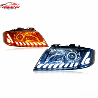 Projecteurs LED pour phares avant avec lentille laser, ensemble de phares avec feux de jour LED et clignotants séquentiels pour Audi A6 C5 1997-2004