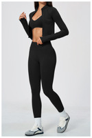 Ensemble de sport 3 pièces sans couture pour femme, séchage rapide, soutien-gorge de sport et caraco, tissu Spandex/Nylon haute élasticité