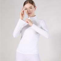 Haut d'équitation blanc élégant avec logo personnalisé, nouvelle arrivée, en Spandex et Nylon, fermeture éclair en résine, anti-boulochage, vêtements pour cavalier
