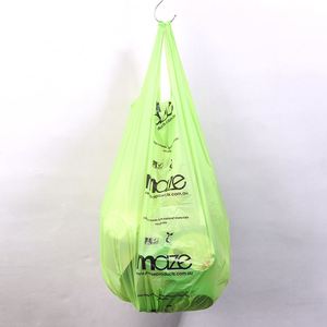 Sac de courses biodégradable et compostable à fond carré, avec poignées en forme de gilet, design T-shirt, en <span class=keywords><strong>plastique</strong></span> PLA, 1 tonne, pour usage domestique - Product Image 4