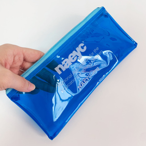 Custom Logo Clear PVC Zipper Pouch Translucent Plastic Stationery Ziplock <b>Bag</b> Cosmetics <b>Packing</b> Blue Zipper <b>Bag</b> for Shopping - Product Image 4