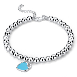Heart Beaded Bracelet for Women, Minimalist Fresh Round Chain, Trendy Y2K Everyday Jewelry - Product Image 2