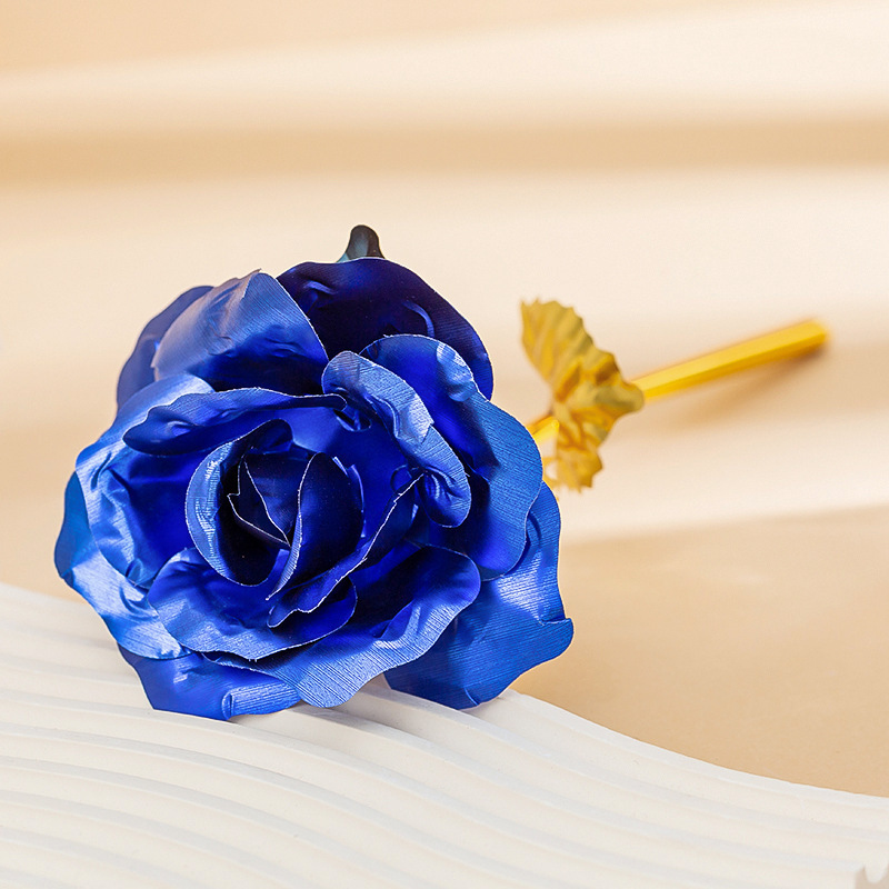 Fleur colorée de la série Gold, 24 cm, or et bleu.