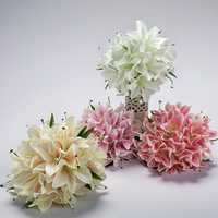 Lot de 6 fleurs artificielles en soie rose longue durée pour la décoration intérieure, les centres de table d'hôtel et le bureau, et fausses lys artificielles