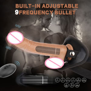 Jouets sexuels lesbiens étanches en silicone liquide en gros avec 9 modes de vibration, y compris dildo et sangle de bondage massante - Product Image 6