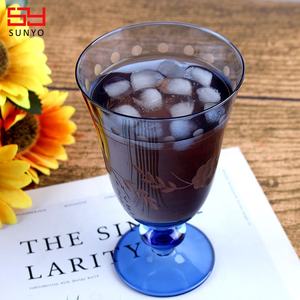 Vintage Kristallweinglas – Blau/Rosa Transparent mit Gravur, 320ml Fassungsvermögen, Klassischer Stil für Partys, Individuelles Logo - Product Image 3