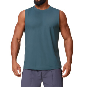 Débardeur de sport pour homme Yierlian, sans manches, pour la course à pied, la gym, la remise en forme, couleur unie, respirant, anti-transpiration, polyester et élasthanne - Product Image 6