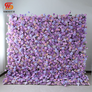 SMOOTH 8ftx 8ft Roll up Fabric Backing Purple <b>Artificial</b> <b>Flower</b> Wall Panels Backdrop Wedding Decoration <b>Flowers</b> - Product Image 6