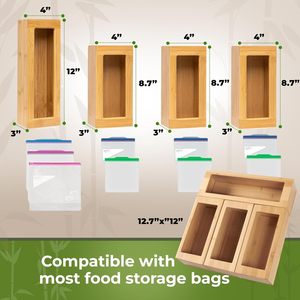 <b>Bamboo</b> Garbage Bag Storage Box Four In One Self Sealing Bag Organizer Wall Mounted Compartmentalized Food Storage <b>Container</b> - Product Image 3