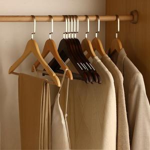 Cintres multifonctionnels en bois naturel de haute qualité, antidérapants et écologiques, à un ou deux niveaux, pour magasins de vêtements et armoires - Product Image 4