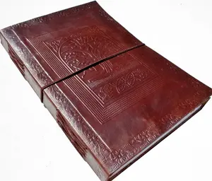 Großer keltischer Baum des Lebens echtes Leder geprägtes Tagebuch Handgemachtes Tagebuch Umwelt freundliches Notizbuch mit Baumwoll papier
