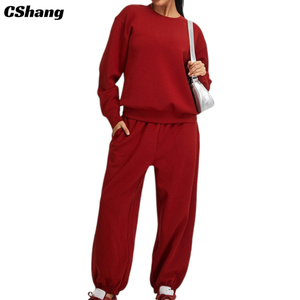 Tùy chỉnh thoáng khí cộng với kích thước Womens 2 mảnh trang phục sweatsuit hoạt động mặc áo thun áo thể thao hàng đầu Jogger Sweatpants - Product Image 1