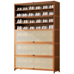 High-End bambu Modern tasarım ayakta ayakkabı dolabı giriş entegre açık koridor dar ev ayakkabı raf çoklu - Product Image 5